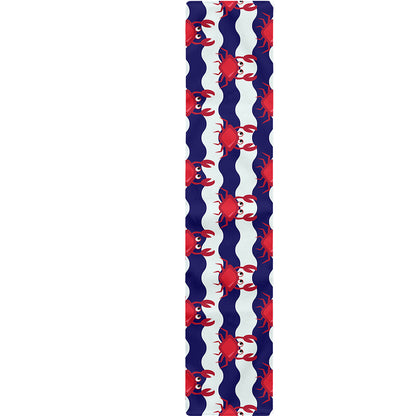 Blue And White Wave Crab Pattern Print Table Runner