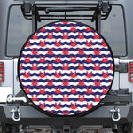 Blue And White Wave Crab Pattern Print Tire Cover