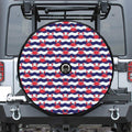 Blue And White Wave Crab Pattern Print Tire Cover With Camera Hole