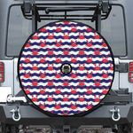 Blue And White Wave Crab Pattern Print Tire Cover With Camera Hole