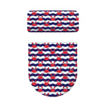 Blue And White Wave Crab Pattern Print Toilet Lid And Tank Cover Set