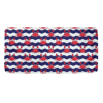 Blue And White Wave Crab Pattern Print Towel