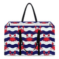 Blue And White Wave Crab Pattern Print Utility Tote Bag