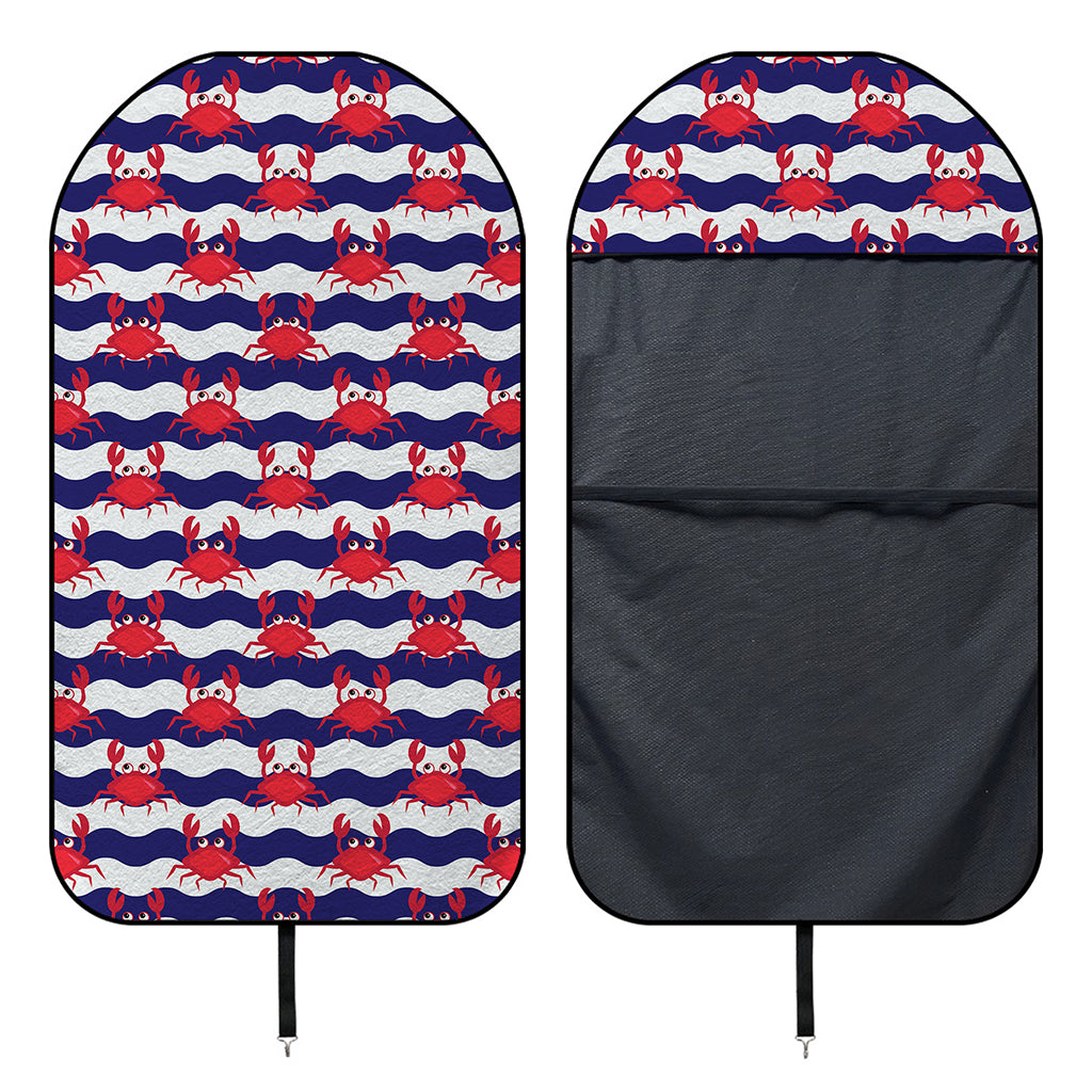 Blue And White Wave Crab Pattern Print Waterproof Car Seat Cover