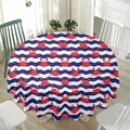Blue And White Wave Crab Pattern Print Waterproof Round Tablecloth