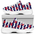 Blue And White Wave Crab Pattern Print White Chunky Shoes