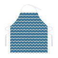 Blue And White Zigzag Pattern Print Adjustable Apron