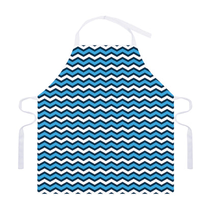 Blue And White Zigzag Pattern Print Adjustable Apron