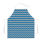 Blue And White Zigzag Pattern Print Adjustable Apron
