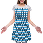 Blue And White Zigzag Pattern Print Adjustable Apron