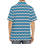 Blue And White Zigzag Pattern Print Aloha Shirt