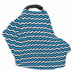 Blue And White Zigzag Pattern Print Baby Seat Cover