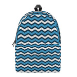 Blue And White Zigzag Pattern Print Backpack