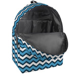 Blue And White Zigzag Pattern Print Backpack