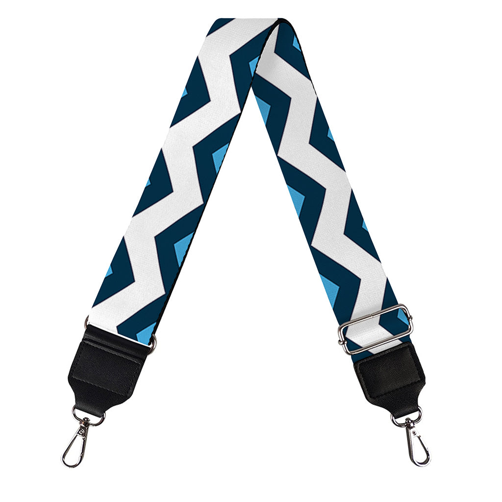 Blue And White Zigzag Pattern Print Bag Strap