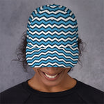 Blue And White Zigzag Pattern Print Baseball Cap