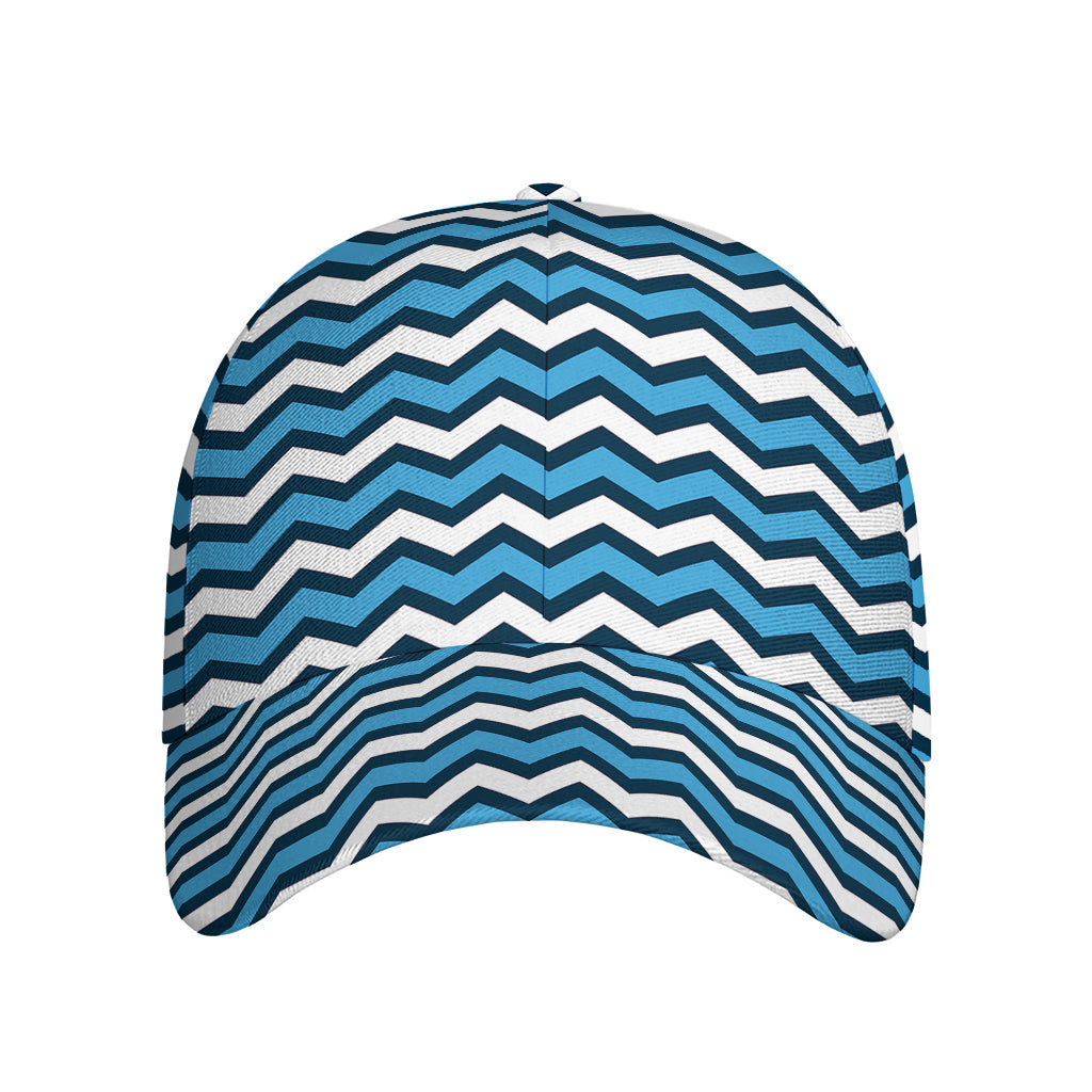 Blue And White Zigzag Pattern Print Baseball Cap