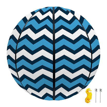 Blue And White Zigzag Pattern Print Basketball