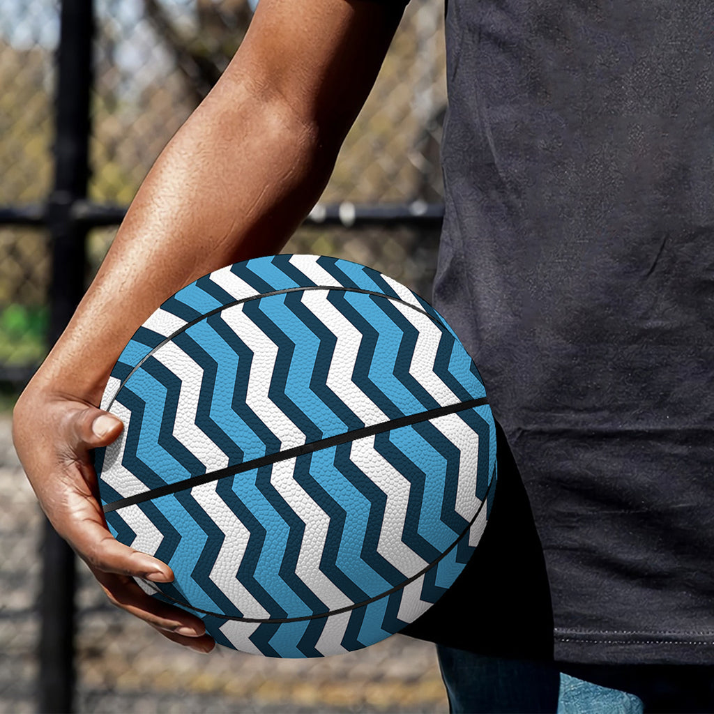 Blue And White Zigzag Pattern Print Basketball