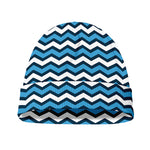 Blue And White Zigzag Pattern Print Beanie