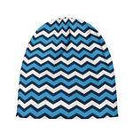 Blue And White Zigzag Pattern Print Beanie