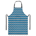 Blue And White Zigzag Pattern Print Bib Apron With Pocket