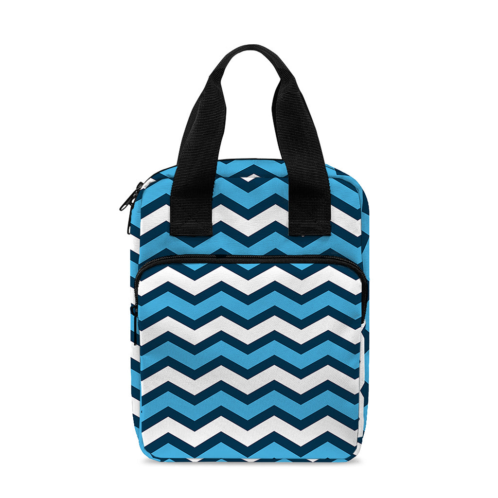 Blue And White Zigzag Pattern Print Bible Tote Bag