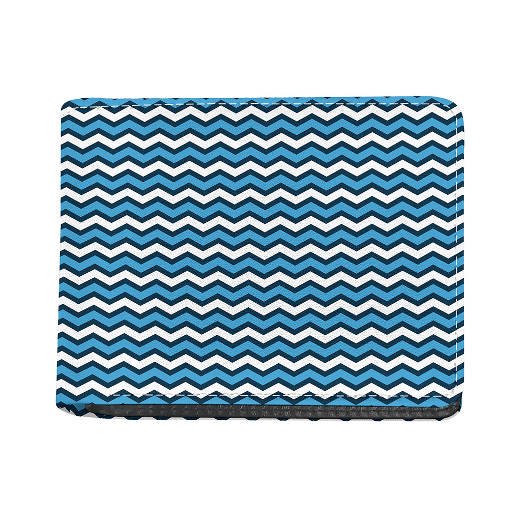 Blue And White Zigzag Pattern Print Bifold Wallet