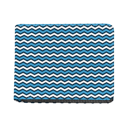 Blue And White Zigzag Pattern Print Bifold Wallet