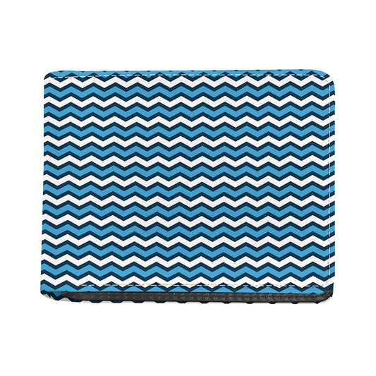Blue And White Zigzag Pattern Print Bifold Wallet