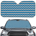 Blue And White Zigzag Pattern Print Car Windshield Sun Shade