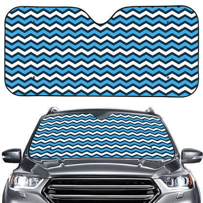 Blue And White Zigzag Pattern Print Car Windshield Sun Shade