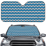 Blue And White Zigzag Pattern Print Car Windshield Sun Shade