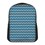 Blue And White Zigzag Pattern Print Casual Backpack