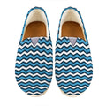Blue And White Zigzag Pattern Print Casual Shoes