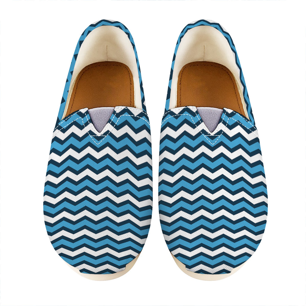 Blue And White Zigzag Pattern Print Casual Shoes