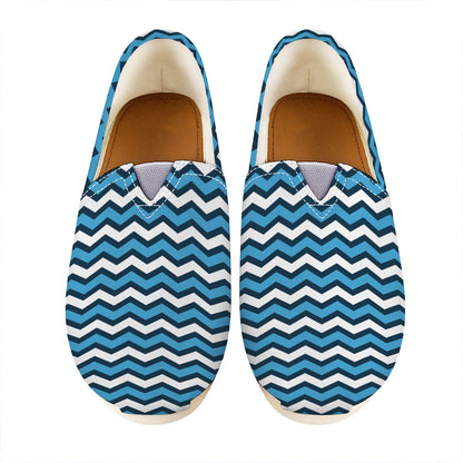 Blue And White Zigzag Pattern Print Casual Shoes