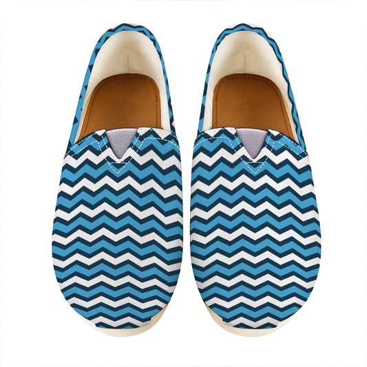 Blue And White Zigzag Pattern Print Casual Shoes