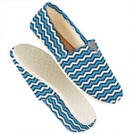 Blue And White Zigzag Pattern Print Casual Shoes