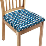 Blue And White Zigzag Pattern Print Chair Cushion Cover