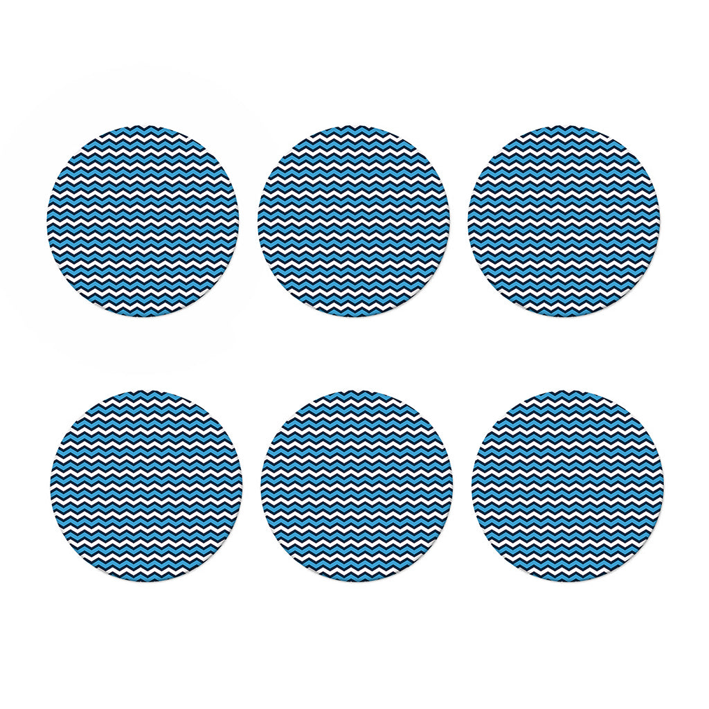 Blue And White Zigzag Pattern Print Coaster Set