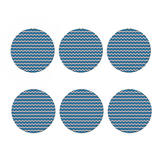Blue And White Zigzag Pattern Print Coaster Set