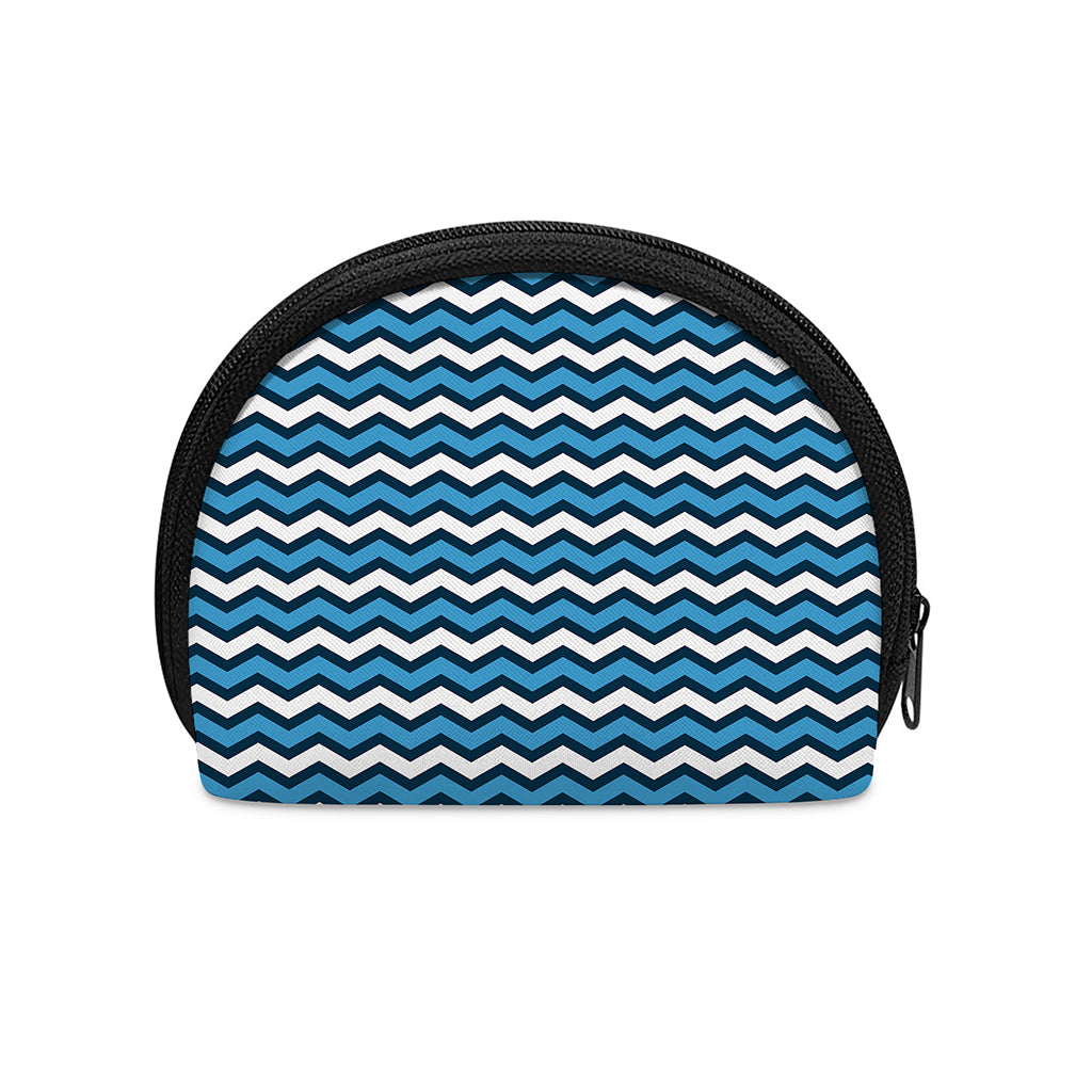 Blue And White Zigzag Pattern Print Coin Purse