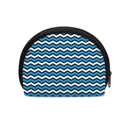 Blue And White Zigzag Pattern Print Coin Purse