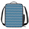 Blue And White Zigzag Pattern Print Crossbody Lunch Bag