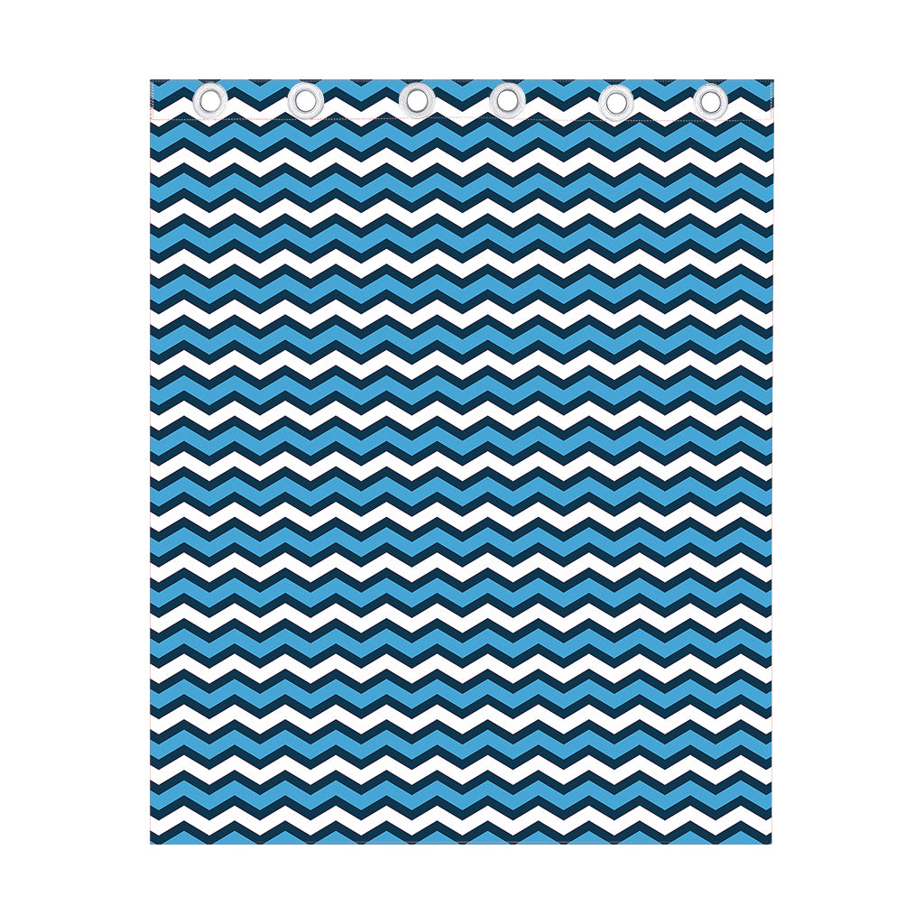 Blue And White Zigzag Pattern Print Curtain