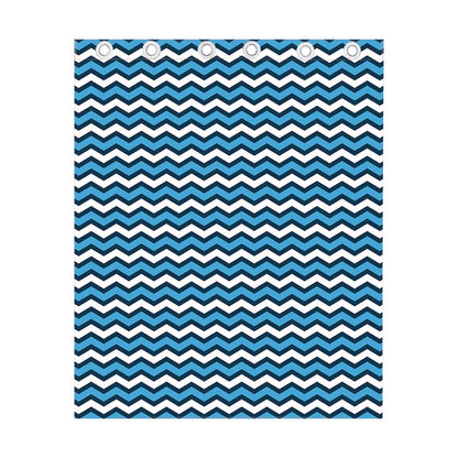 Blue And White Zigzag Pattern Print Curtain