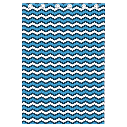 Blue And White Zigzag Pattern Print Curtain