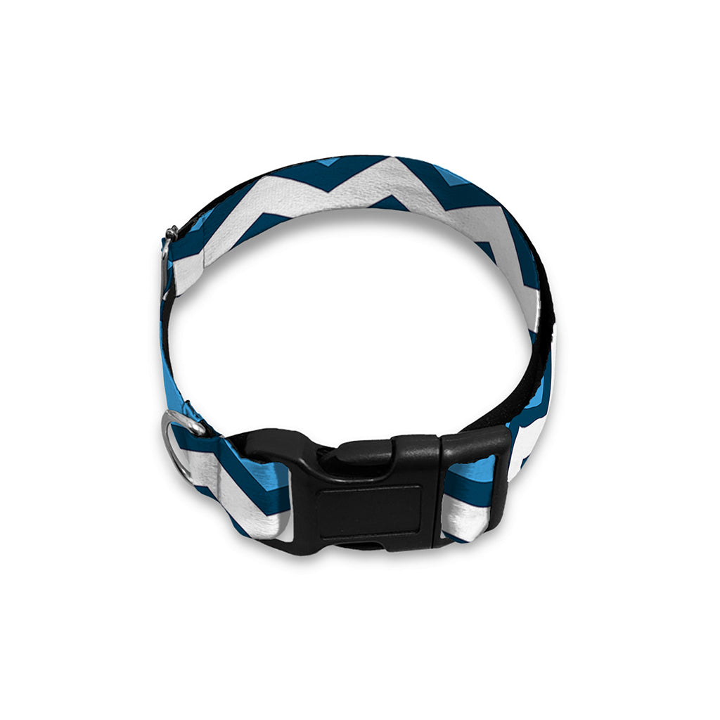 Blue And White Zigzag Pattern Print Dog Collar