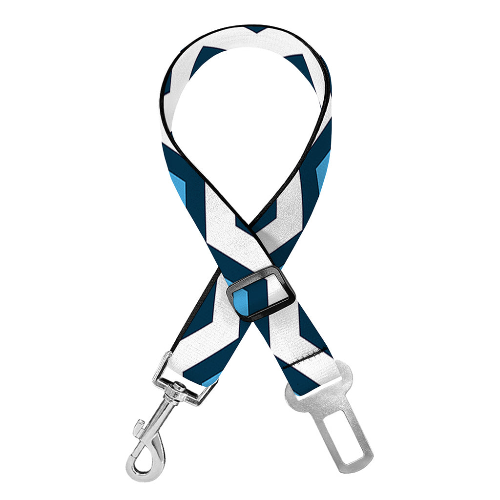 Blue And White Zigzag Pattern Print Dog Seat Belt